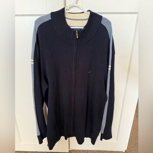 Nautical 4XL Full Zip Sweater, Navy/Blue